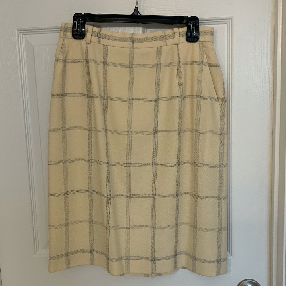 Ivory and Gray 100% Wool Skirt by JH Collectibles, Made in USA
